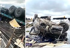 Carga de tráiler aplasta camioneta y deja dos muertos en la carretera Juliaca-Arequipa (VIDEO)