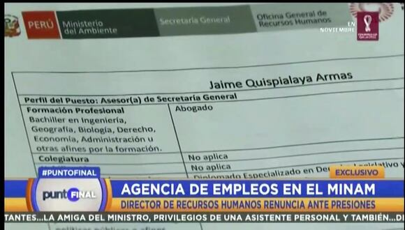 Punto Final: Informe agencia de empleos en el Minan