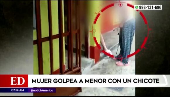 Mujer golpea a menor con chicote