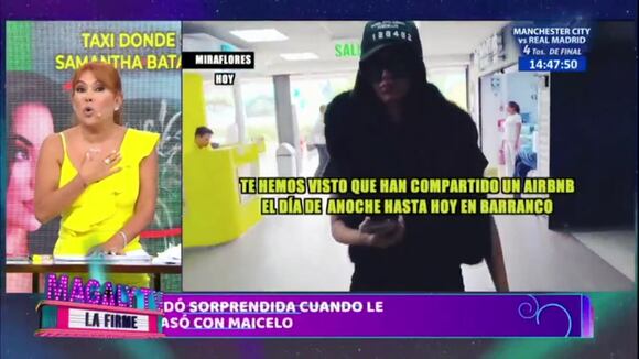 Magaly Medina se indigna con Samantha Batallanos por pasar la noche con su agresor Jonathan Maicelo.