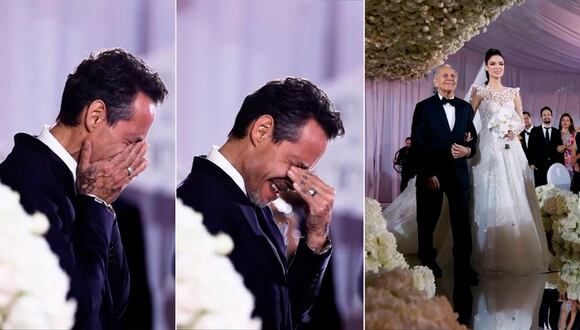 Marc Anthony se emocionó hasta las lágrimas al ver a Nadia Ferreira caminando hacia el altar