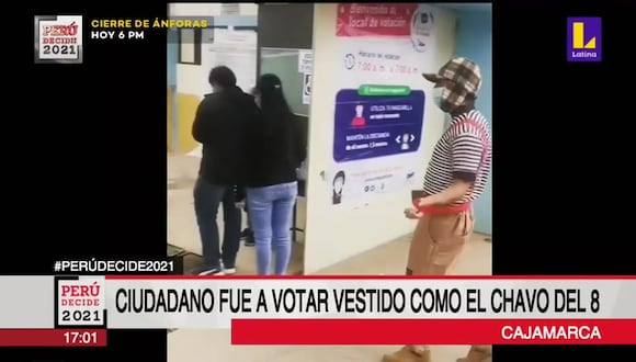 Hombre fue a votar vestido de ‘El Chavo del 8’ en Cajamarca