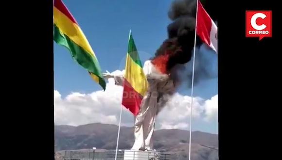 Huancayo: Monumento turístico Cristo Blanco se quema totalmente por ‘chispa’ de soldadura