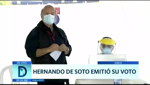 Hernando de Soto acude a votar a local de votación en Surco (Video: Latina TV)
