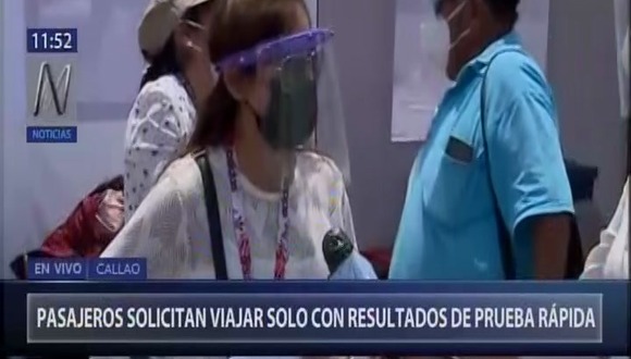 Pasajeros solicitan viajar solo con resultados de prueba rápida en Aeropuerto Internacional Jorge Chávez (VIDEO)