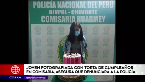 Joven detenida fotografiada con torta asegura que hubo exceso del personal policial