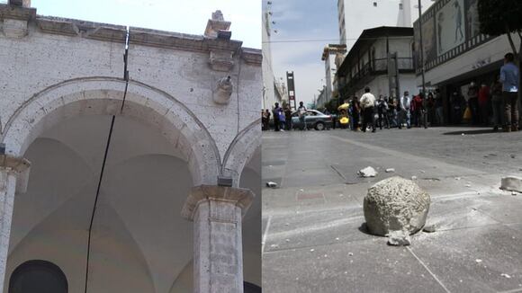 Arequipa: cayeron algunos escombros del teatro municipal tras sismo