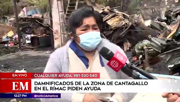 Cantagallo: mujer rompe en llanto al perder todo su dinero en incendio