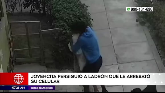 Jovencita persiguió a ladrón que le arrebató su celular