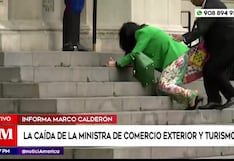 Ministra de Comercio Exterior y Turismo sufre caída al ingresar a Palacio de Gobierno (VIDEO)