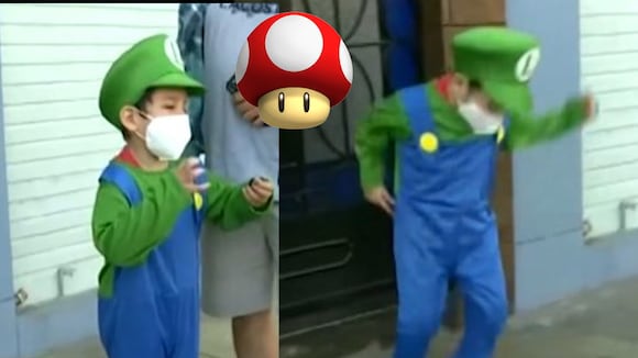 Niño se disfraza de Luigi