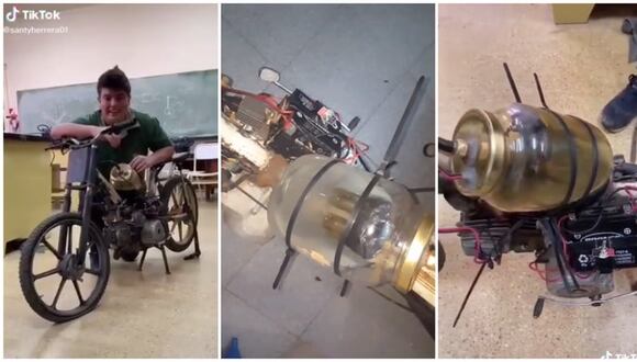 CORREO - Joven presenta moto que funciona con agua salada