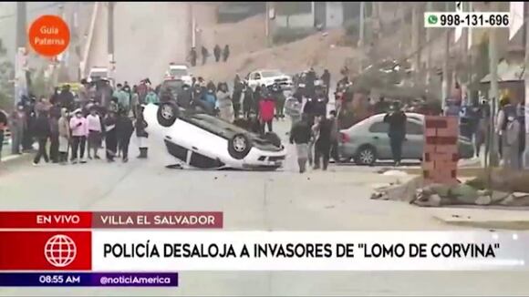 Lomo de Corvina: Invasores voltearon un vehículo durante operativo