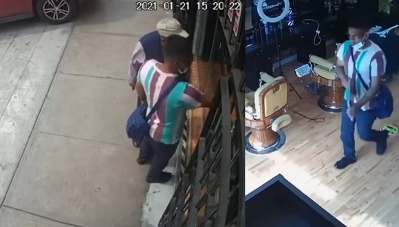 Trujillo: Sujetos roban laptop en barbería mientras encargado del local dormía en un sillón. (Video Facebook)