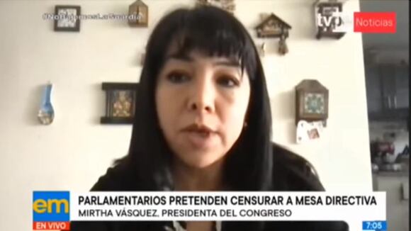 Mirtha Vásquez descartó que se haya presentado formalmente una moción de censura. (TV Perú Noticias)