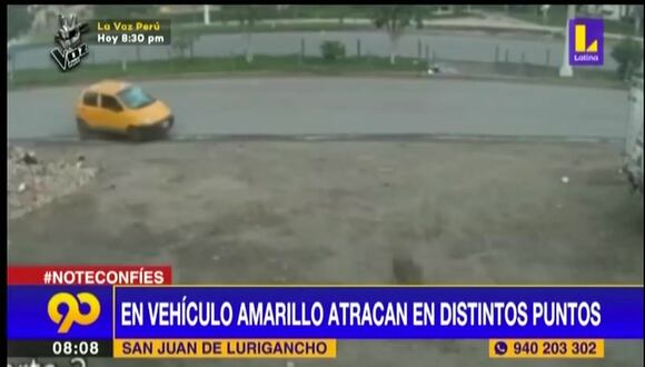 Raqueteros en vehículo amarillo asaltan en distintos puntos de SJL