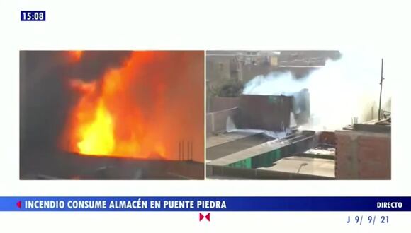 Puente Piedra: Incendio de grandes proporciones consume almacén