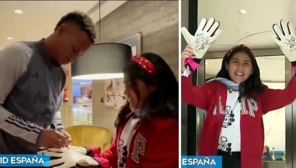 Pedro Gallese le regala sus guantes de entrenamiento a una niña