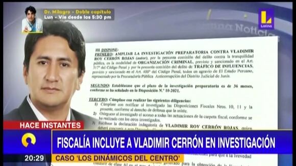 Fiscalía incluye a Vladimir Cerrón en investigación