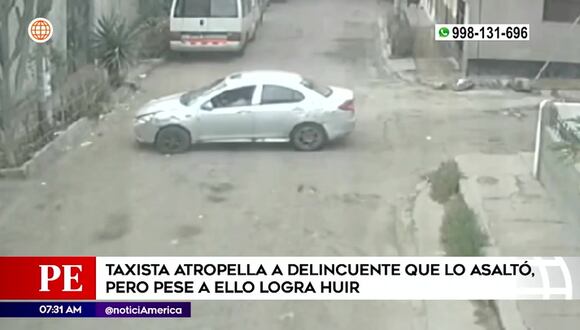 Taxista atropella a delincuente que lo asaltó pero pese a ello logra huir