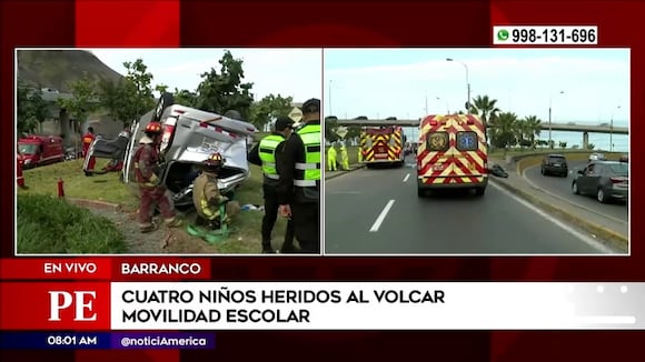 Barranco: Cuatro niños heridos al volcar movilidad escolar