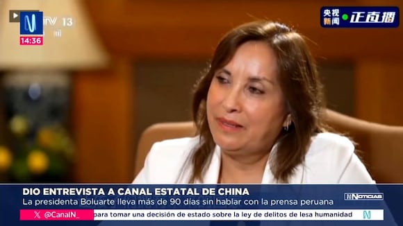 Entrevista que Dina Boluarte concedió a un canal de China