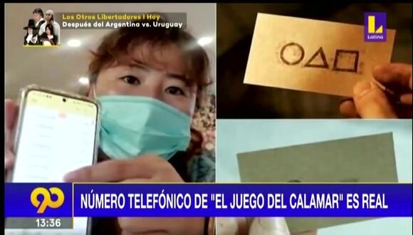 Número telefónico de "El juego del calamar"
