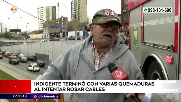 La Victoria: Indigente terminó con quemaduras al intentar robar cables