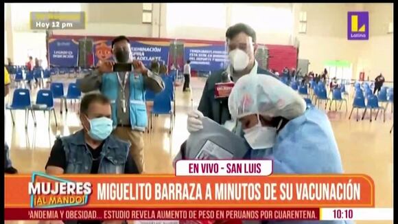 Miguelito Barraza recibió primera dosis de la vacuna contra el coronavirus acompañado de reportero (VIDEO) - Correo