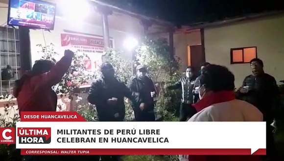 Militantes de Perú Libre celebran en Huancavelica | CORREO (Video: Walter Tupia)