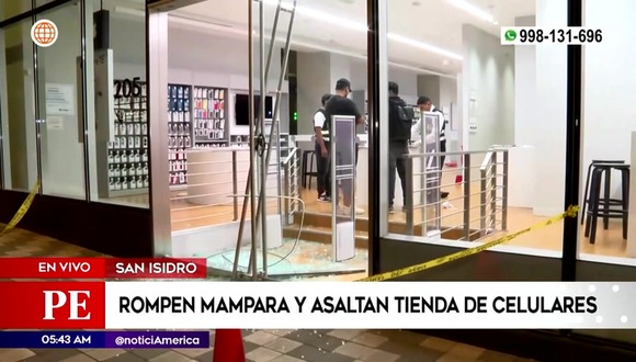 San Isidro: delincuentes rompen mampara y roban celulares de alta gama