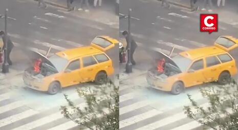 Auto se incendia en plena avenida Tacna y causa congestión vehicular en el Centro de Lima