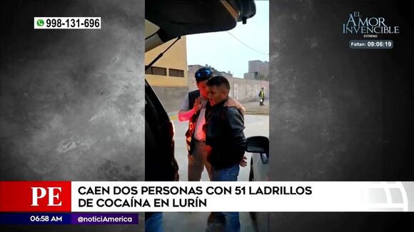 Caen dos personas con 51 ladrillos de droga Lurín