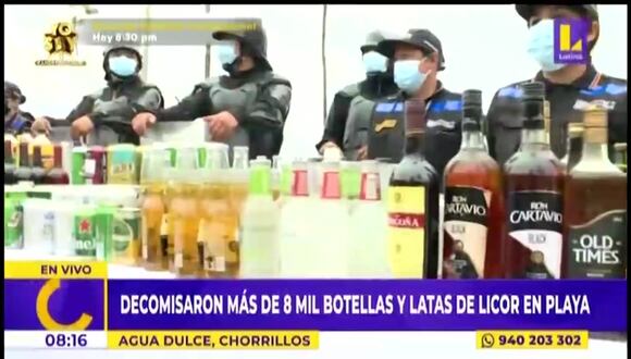 Decomisan botellas y latas de licor en playa