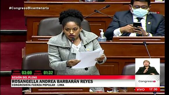 Intervención de la congresista Rosángela Barbarán