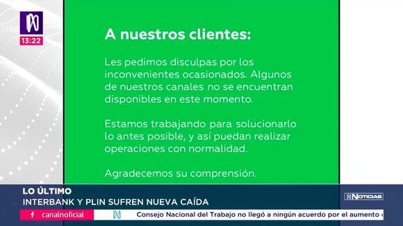 Reportan caída de aplicativo de Interbank y su billetera Plin. Video: Canal N