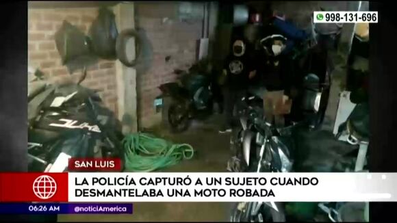 San Luis: PNP capturó a sujeto cuando desmantelaba moto robada