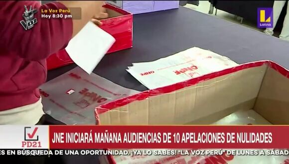 JNE iniciará mañana audiencias de 10 apelaciones de nulidades
