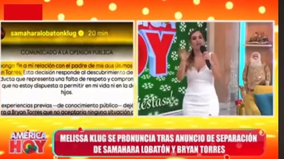 CORREO | Melissa Klug apoya a Samahara Lobatón tras ruptura con Bryan Torres