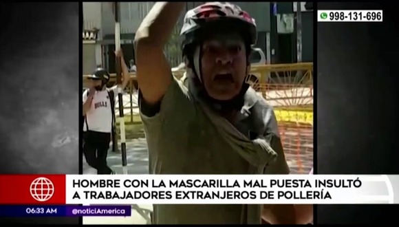 San Luis: hombre sin mascarilla insulta a trabajadores extranjeros de una pollería y rompe instalaciones