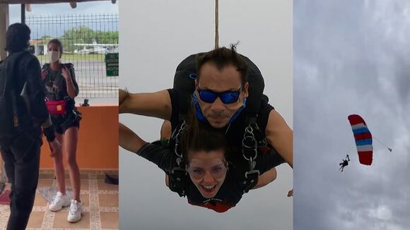 ZONA POPULAR | Flavia Laos se anima a realizar salto en paracaídas