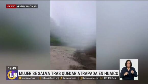 Mujer se salva de morir al quedar atrapada en medio de un huaico