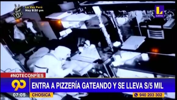 Chosica: delincuentes entran gateando a pizzería y se llevan S/.5 mil