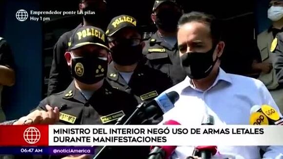 Ministro del Interior negó el uso de armas letales durante las protestas