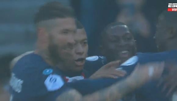 Mbappé puso el 1-0 de PSG en la Ligue 1. (Foto: captura ESPN)