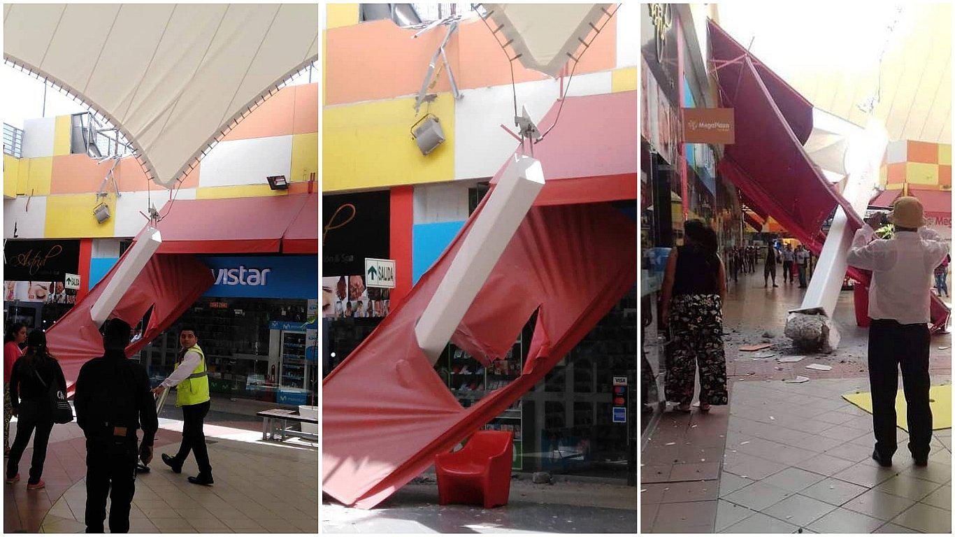  Cae viga de metal en centro comercial generando gran susto entre los usuarios  (VIDEO)