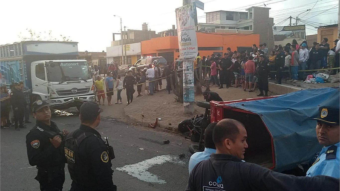 Choque entre camión y motokar deja un muerto