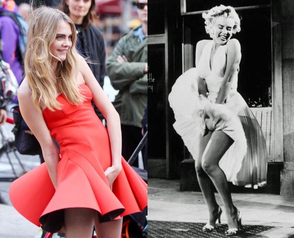 Cara Delevingne terminó como Marilyn Monroe por el viento (Foto)