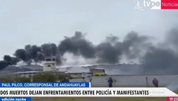 Dos muertos han dejado los enfrentamientos en Andahuaylas.(TV Perú)