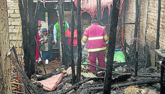 Familia se queda en la calle por incendio en el valle de Tambo